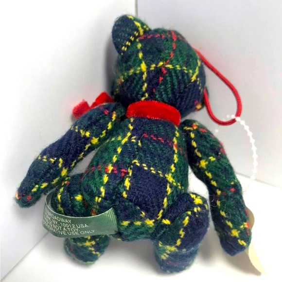 BNWT Bath & Body Works Mini Plaid Teddy Bear plush ornament GREAT GIFT TOPPER - Picture 2 of 4